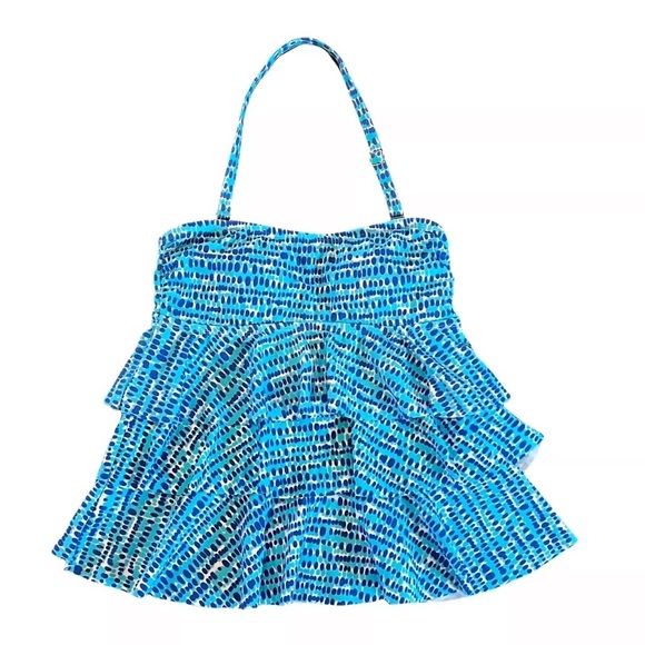 NWT Island Escape Printed Strapless or Halter Ruffled Tankini Top Size 6 - Picture 3 of 10